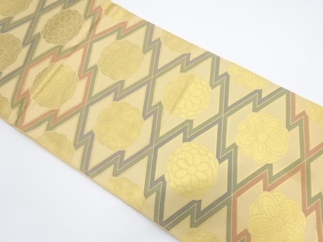 JAPANESE KIMONO / VINTAGE FUKURO OBI / SILK / WOVEN MATSUKAWABISHI & KIKU